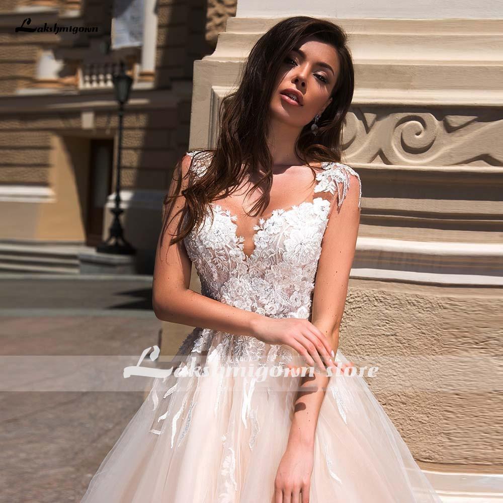 NumberSea Blush Pink Princess Wedding Dress Elegant Applique