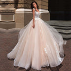 NumberSea Blush Pink Princess Wedding Dress Elegant Applique
