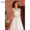 NumberSea Bohe Beach A-Line Wedding Dresses Lace High Neck Chiffon