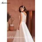 NumberSea Bohe Beach A-Line Wedding Dresses Lace High Neck Chiffon