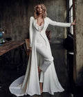 NumberSea Bohemian Jumpsuits Wedding Dresses With Jacket Sweetheart Lace Appliqued