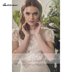 NumberSea Bohemian Wedding Dress 2021 Two Pieces 2 Shorts Sleeve Floor Length Beach Bridal Gown Simple Chiffon For Women High Quality