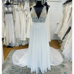 NumberSea Boho Bridal Deep V Wedding Dresses A Line 2025 Robe Longue Simple Beach Chiffon Wedding Gowns  robe de mariée