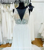 NumberSea Boho Bridal Deep V Wedding Dresses A Line 2025 Robe Longue Simple Beach Chiffon Wedding Gowns  robe de mariée