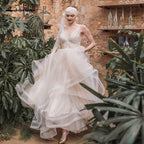 NumberSea Boho Lace Wedding Dresses 2021 Lakshmigown Vestido de Noche New V Neck Luxury Beading Sexy Lace Bridal Gown Robe Mariee