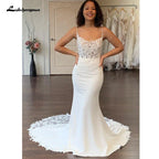 NumberSea Boho Mermaid Beach Wedding Dress 2025 Special Occasion Backless Crepe Long Bridal Gowns New Mariage