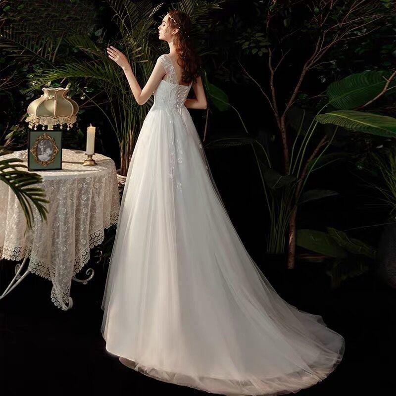 NumberSea Boho robe de mariee vestido novia wedding dress longue Robe De Soiree simple robe de soiree bride to be gown lace robe