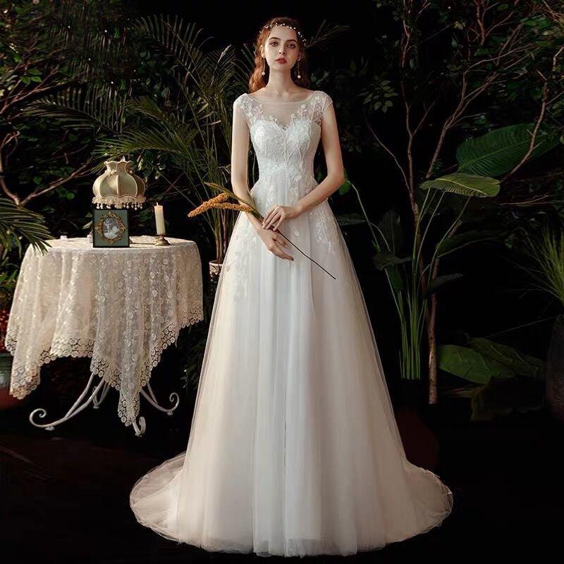 NumberSea Boho robe de mariee vestido novia wedding dress longue Robe De Soiree simple robe de soiree bride to be gown lace robe