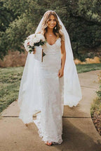 NumberSea Boho Rose Lace Sweetheart Spaghetti Strap Beach Wedding Dresses
