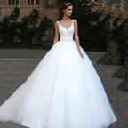 NumberSea Boho Wedding Dresses Sexy V Neck Lace Applique A Line Backless Sequined Sashes Bridal Gown Custom Plus Size Bride Dress