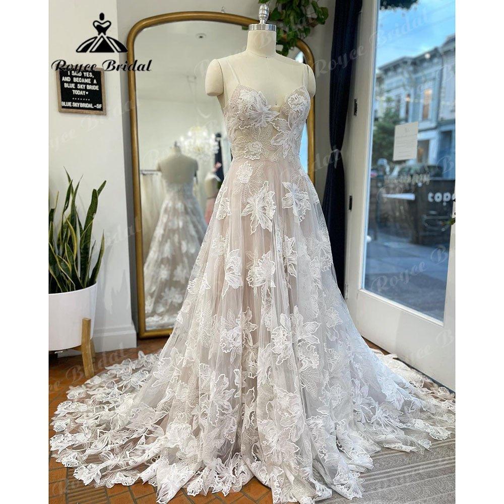 NumberSea Brautkleid Blush Pink Princess Lace Floral Wedding Dress for Women Spaghetti Straps 2025 Abito Da Sposa Bridal Gown Custom Made