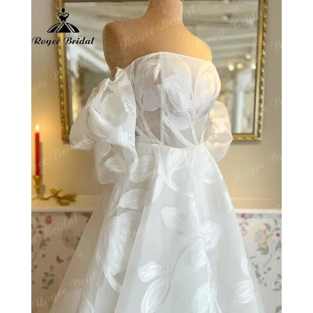 NumberSea Brautkleid Princess Lace Floral Off Shoulder Wedding Dress with Short Sleeve 2024 Bridal Gown Women robe de soirée de mariage