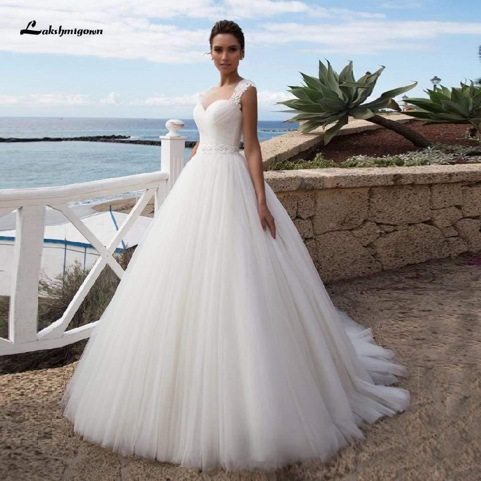 NumberSea Bridal Gown Wedding Dress Lace Up Back Floor Length