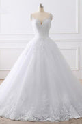 NumberSea Cap Sleeves White Scoop Lace Wedding Dresses Online, Cheap Bridal Dresses,MW427