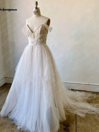 NumberSea Champagne Boho Wedding Dresses Off the Shoulder vestidos de novia Lace Appliques Bride Gowns свадебное пла