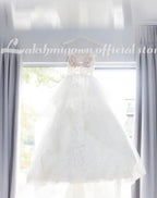 NumberSea Champagne Floral Lace Wedding Dresses Sexy Backless Ruffles Puffy Bridal Gowns Beach Wedding Gowns Vestido De Noiva