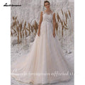 NumberSea Champagne Wedding Dresses Shiny Tulle