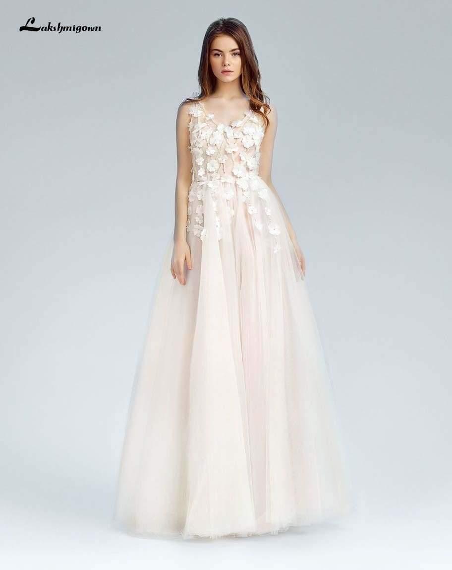 NumberSea Charming A Line Boho Wedding Dresses Lace Appliques