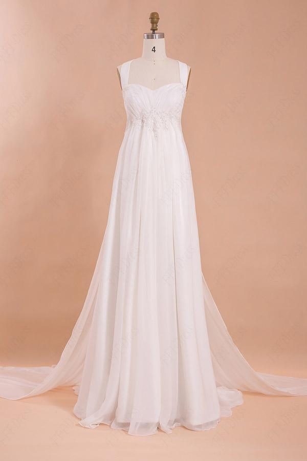 NumberSea Charming Chiffon Beach Wedding Dress, Halter Floor-Length Wedding Dresses, MW120