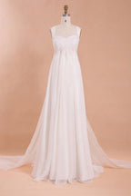 NumberSea Charming Chiffon Beach Wedding Dress, Halter Floor-Length Wedding Dresses, MW120