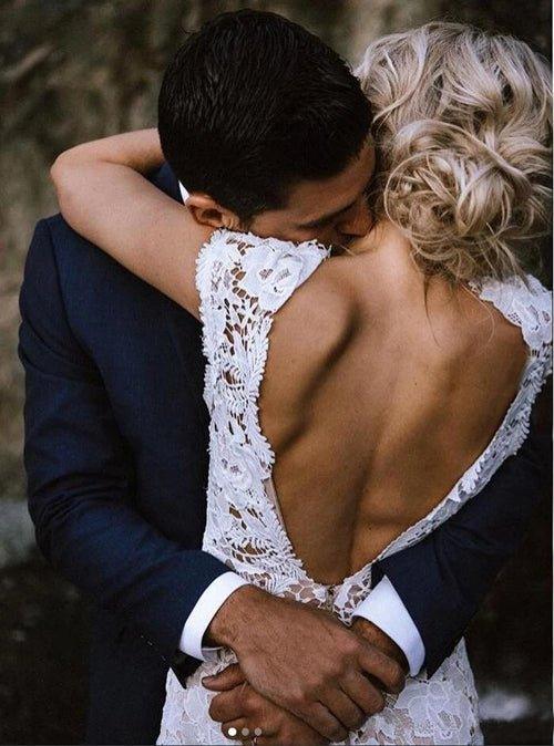 NumberSea Charming Mermaid Lace Ivory Cap Sleeves Wedding Dresses, Bridal Dresses,MW481