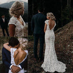 NumberSea Charming Mermaid Lace Ivory Cap Sleeves Wedding Dresses, Bridal Dresses,MW481
