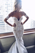 NumberSea Cheap Mermaid Lace Wedding Dresses Sweetheart Neck Bridal Dress,MW300