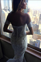 NumberSea Cheap Mermaid Lace Wedding Dresses Sweetheart Neck Bridal Dress,MW300