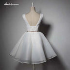 NumberSea Cheap Short Beach Wedding Dresses Backless Women Formal Bridal Party Gowns White Dress With Sashes robe de mariee de luxe