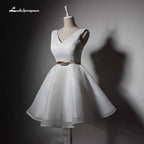 NumberSea Cheap Short Beach Wedding Dresses Backless Women Formal Bridal Party Gowns White Dress With Sashes robe de mariee de luxe
