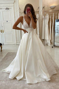 NumberSea Cheap V-neck Lace Wedding Dresses Online, Cheap Unique Bridal Dresses,MW495