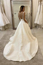 NumberSea Cheap V-neck Lace Wedding Dresses Online, Cheap Unique Bridal Dresses,MW495