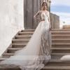 NumberSea Cheap White Jumpsuits A Line Wedding Dresses Sweetheart Lace Satin With Overskirts Bridal Gowns Pants Dress Vestidos De Novia