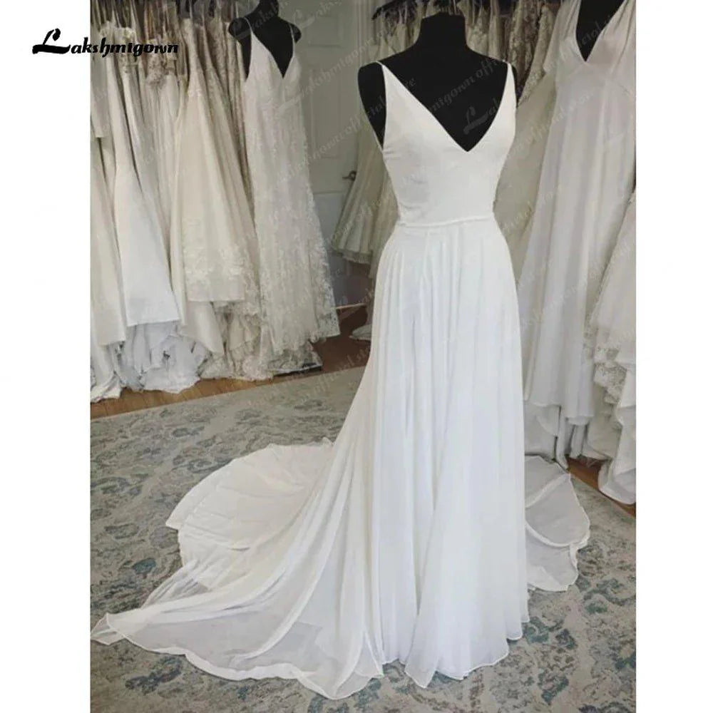 NumberSea Chiffon A Line Wedding Dress Beach Summer 2025 Abito Sposa Donna Elegant Bridal boho Gowns Lace Bodice