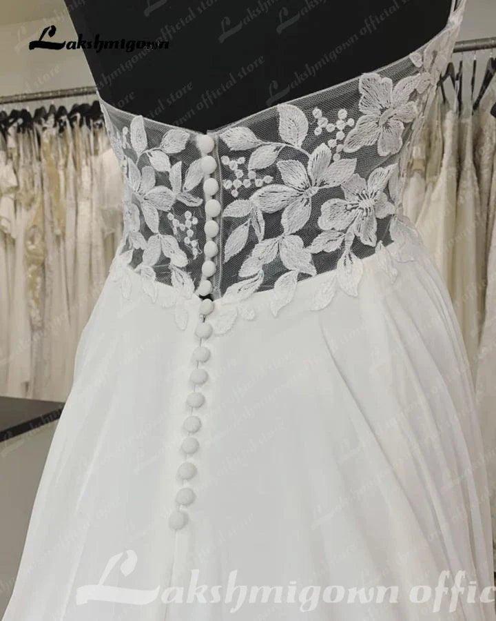 NumberSea Chiffon A Line Wedding Dress Beach Summer 2025 Abito Sposa Donna Elegant Bridal boho Gowns Lace Bodice
