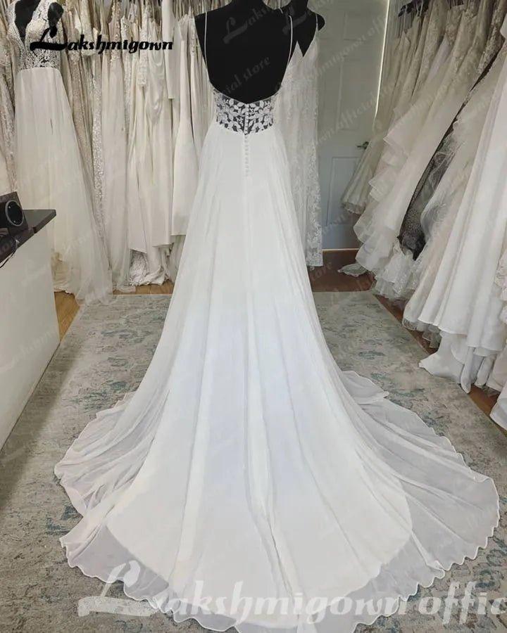 NumberSea Chiffon A Line Wedding Dress Beach Summer 2025 Abito Sposa Donna Elegant Bridal boho Gowns Lace Bodice