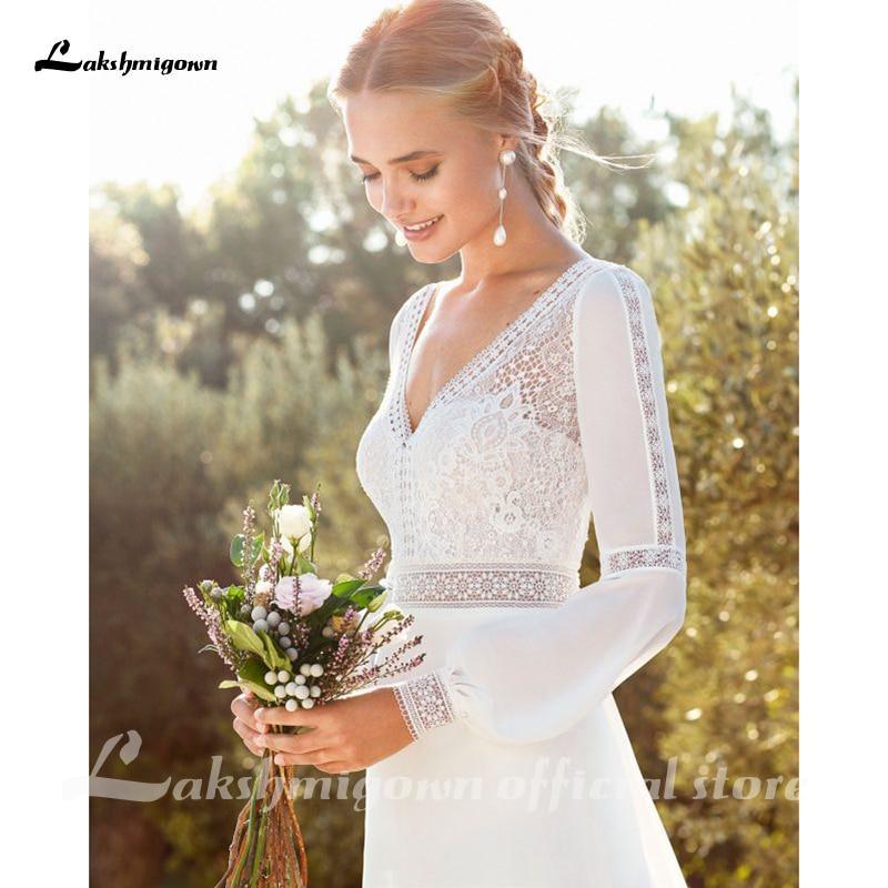 NumberSea Chiffon Appliques Wedding Dresses for Bride A Line