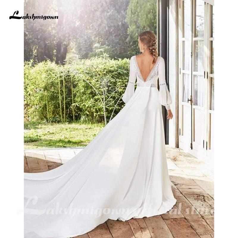 NumberSea Chiffon Appliques Wedding Dresses for Bride A Line