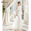 NumberSea Chiffon Beach Wedding Dress 2021 Lace Boho Bride Dress Long Sleeves Backless Wedding Gown Custom Made Vestidos de novia