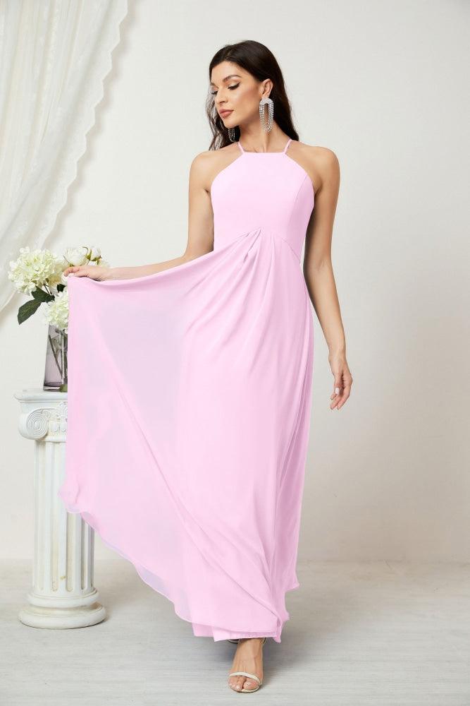 Baoleely Chiffon Halter Bridesmaid Dresses Long A-Line Formal Evening Dress 2805