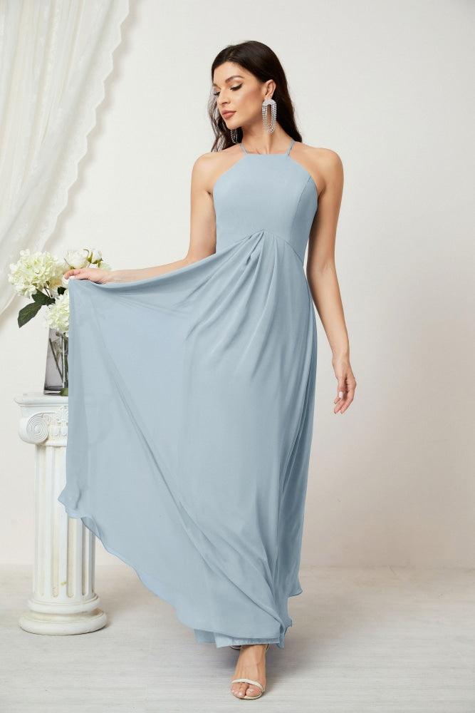 Baoleely Chiffon Halter Bridesmaid Dresses Long A-Line Formal Evening Dress 2805