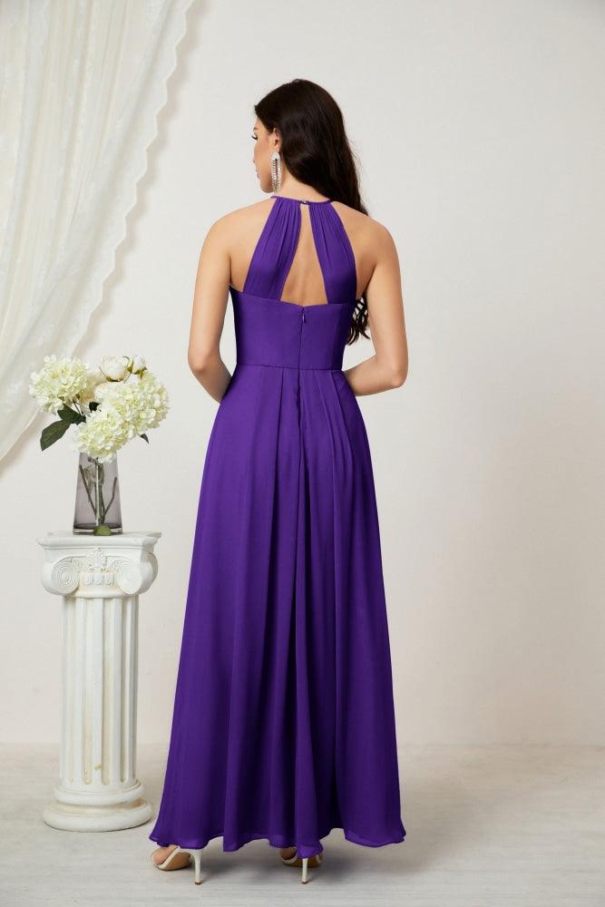 Baoleely Chiffon Halter Bridesmaid Dresses Long A-Line Formal Evening Dress 2805