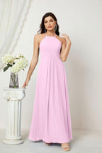 Numbersea Chiffon Halter Bridesmaid Dresses Long A-Line Formal Evening Dress 2805