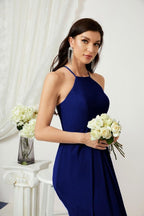 Baoleely Chiffon Halter Bridesmaid Dresses Long A-Line Formal Evening Dress 2805