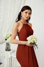 Baoleely Chiffon Halter Bridesmaid Dresses Long A-Line Formal Evening Dress 2805