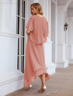 Sunnderly Chiffon Plus Size Mother of Bride Dresses with Jacket Formal Dresses for Wedding SY28073