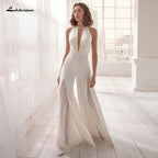 NumberSea Classic Bridal Halter Jumpsuit Wedding Dress