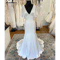 NumberSea Classic Satin Wedding Dresses 2025 Beach V-Neck Backless Short Sleeves Bridal Gown Robe De Mariée
