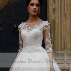 NumberSea Country Princess Bridal Gown Wedding Dress with Sleeves