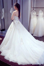 NumberSea Crystal Lace A Line Wedding Dresses, Sweetheart Wedding Gowns, Bridal Dress, MW104